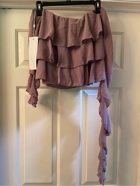 Dusty Mauve Ruffled Mini Skirt